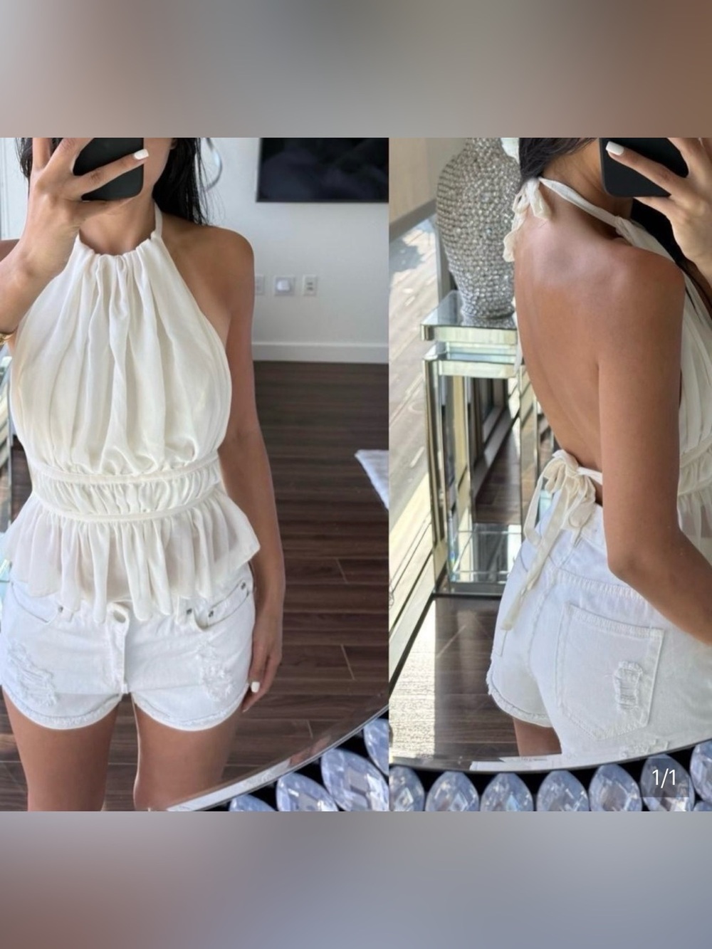 White Halter Back-Tie Top - Women